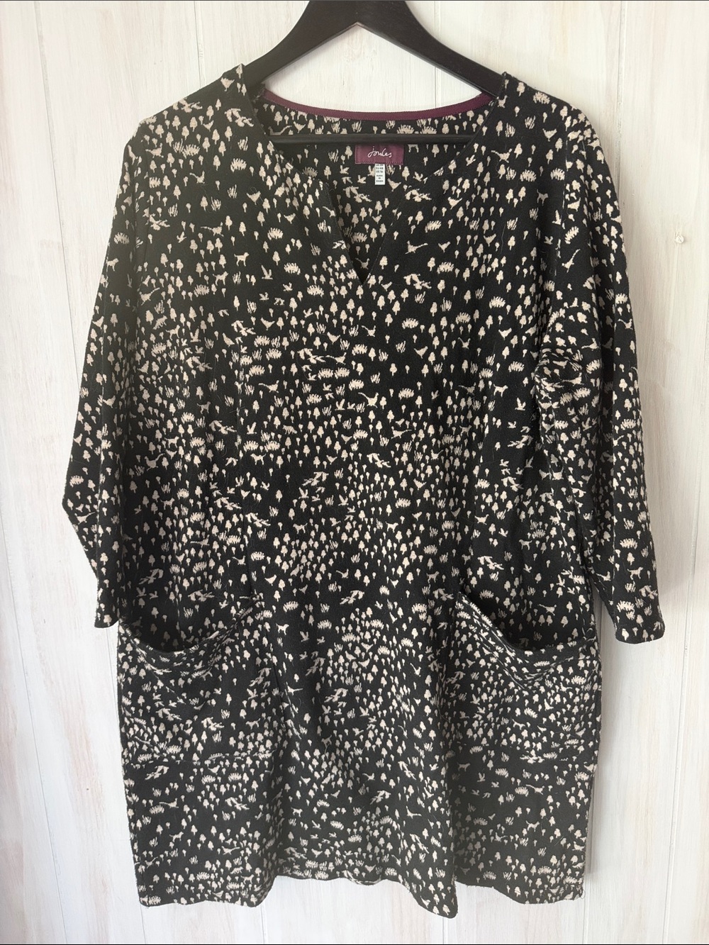 Joules Black and Cream V-Neck Pocket Tunic